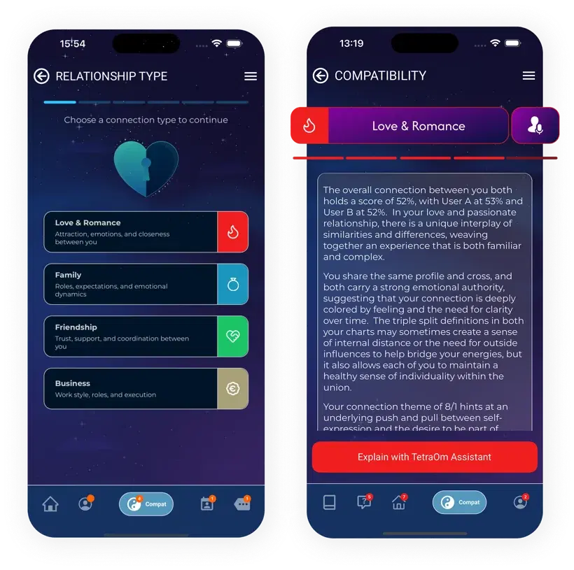 Compatibility screen in the TetraOm app